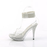 Fabulicious Elegant-442 4.5 inch clear rhinestone ankle cuff sandal, side view of the heel