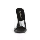Fabulicious Gala-01 4.5 inch clear black stiletto slide, front view