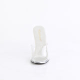Fabulicious Gala-01DM 4.5 inch clear silver rhinestone stiletto slide, front view