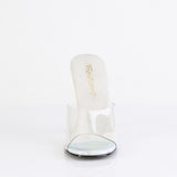 Fabulicious Gala-01DML 4.5 inch clear silver large rhinestone stiletto slide, front view