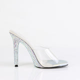 Fabulicious Gala-01DML 4.5 inch clear silver large rhinestone stiletto slide, inside view