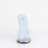 Fabulicious Gala-01DMM 4.5 inch clear baby blue two tone rhinestone stiletto slide, front view