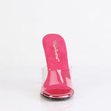 Fabulicious Gala-01DMM 4.5 inch clear fuchsia two tone rhinestone stiletto slide, front view