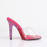 Fabulicious Gala-01DMM 4.5 inch clear fuchsia two tone rhinestone stiletto slide, inside view