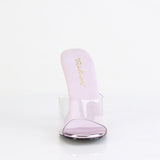 Fabulicious Gala-01DMM 4.5 inch clear lavender two tone rhinestone stiletto slide, front view