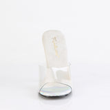 Fabulicious Gala-01DSP 4.5 inch clear silver AB rhinestone stiletto slide, front view