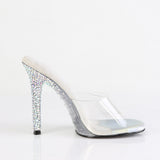 Fabulicious Gala-01DSP 4.5 inch clear silver AB rhinestone stiletto slide, inside view