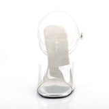 Fabulicious Gala-08DM 4.5 inch clear silver rhinestone stiletto ankle strap sandal, front view