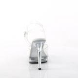 Fabulicious Glory-508 5 inch clear ankle strap sandal, back view of the heel