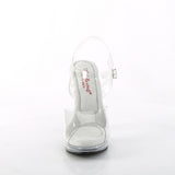 Fabulicious Glory-508 5 inch clear ankle strap sandal, front view