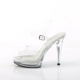 Fabulicious Glory-508 5 inch clear ankle strap sandal, side view of the heel