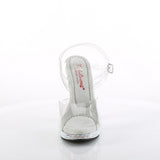 Fabulicious Glory-508DM 5 inch clear silver rhinestone-encrusted ankle strap sandal, front view