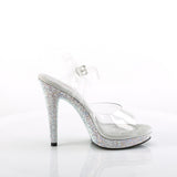 Fabulicious Glory-508DM 5 inch clear silver rhinestone-encrusted ankle strap sandal, inside view
