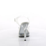 Fabulicious Glory-508SDT 5 inch clear rhinestone studded ankle strap sandal, back view of the heel