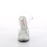 Fabulicious Glory-508SDT 5 inch clear rhinestone studded ankle strap sandal, front view