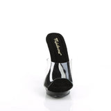 Fabulicious Lip-101 5 inch clear black platform slide, front view