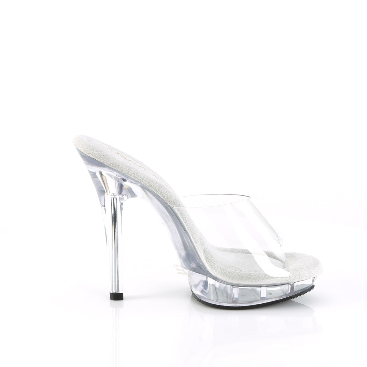 Fabulicious Lip-101 5 inch clear platform slide, inside view