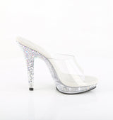 Fabulicious Lip-101CAS 5 inch clear silver rhinestone heel platform slide, inside view