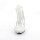 Fabulicious Lip-101RSI 5 inch clear silver rhinestone insert platform slide, front view