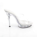 Fabulicious Lip-101RSI 5 inch clear silver rhinestone insert platform slide, inside view