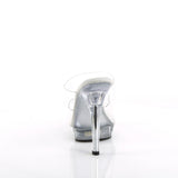 Fabulicious Lip-102 5 inch clear two band platform slide, back view of the heel