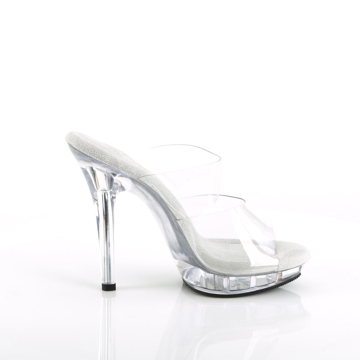 Fabulicious Lip-102 5 inch clear two band platform slide, inside view