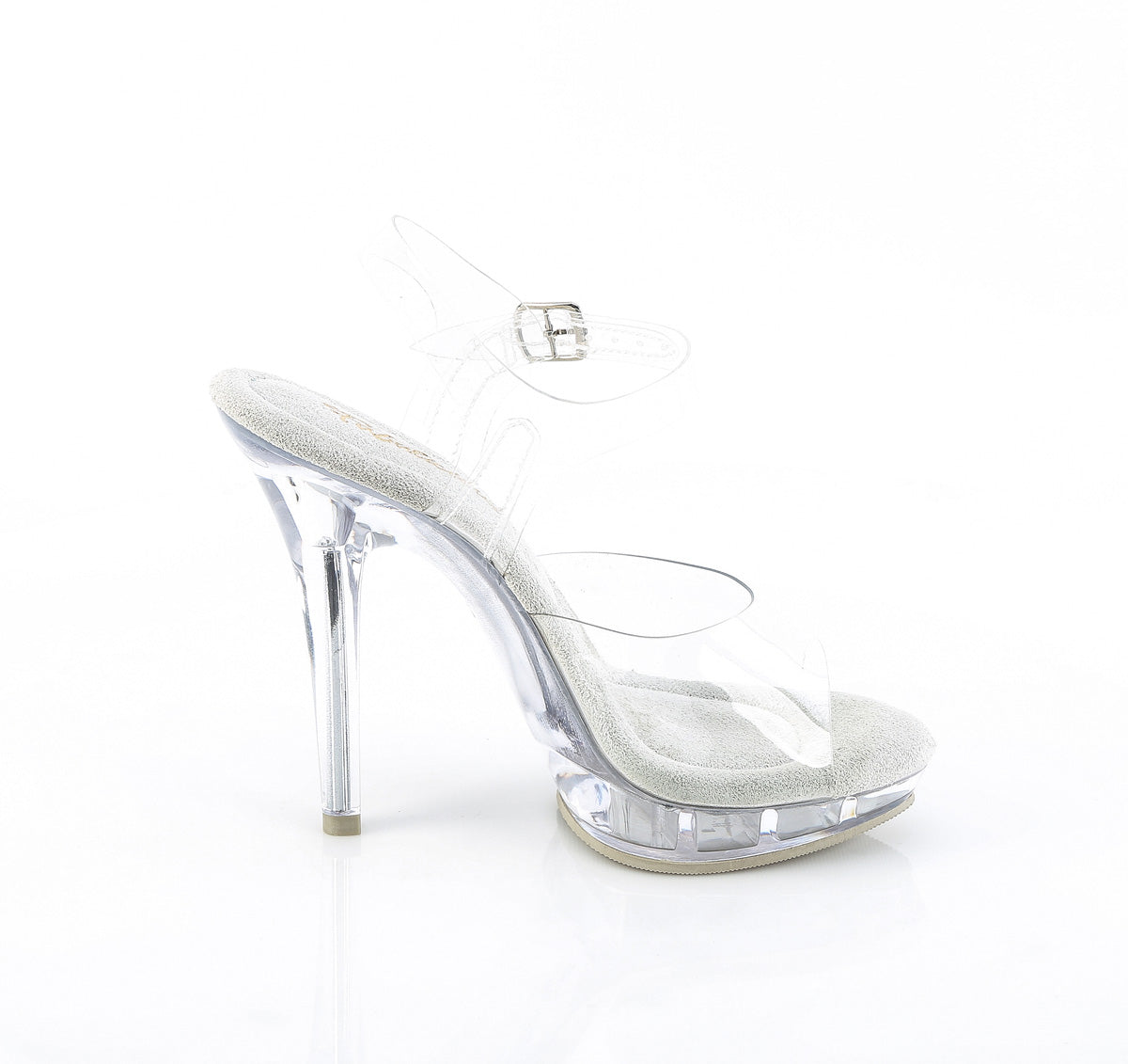 Fabulicious Lip-108 5 inch all clear ankle strap sandal, inside view