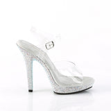 Fabulicious Lip-108DM 5 inch clear silver rhinestone-encrusted ankle strap sandal, inside view