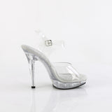 Fabulicious Lip-108MG 5 inch clear glitter platform ankle strap sandal, inside view