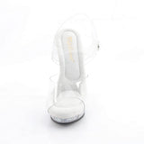 Fabulicious Lip-108RSI 5 inch clear silver rhinestone insert ankle strap sandal, front view