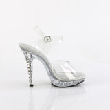 Fabulicious Lip-108SDT 5 inch clear rhinestone studded ankle strap sandal, inside view