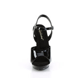 Fabulicious Lip-109 5 inch black ankle strap sandal, front view