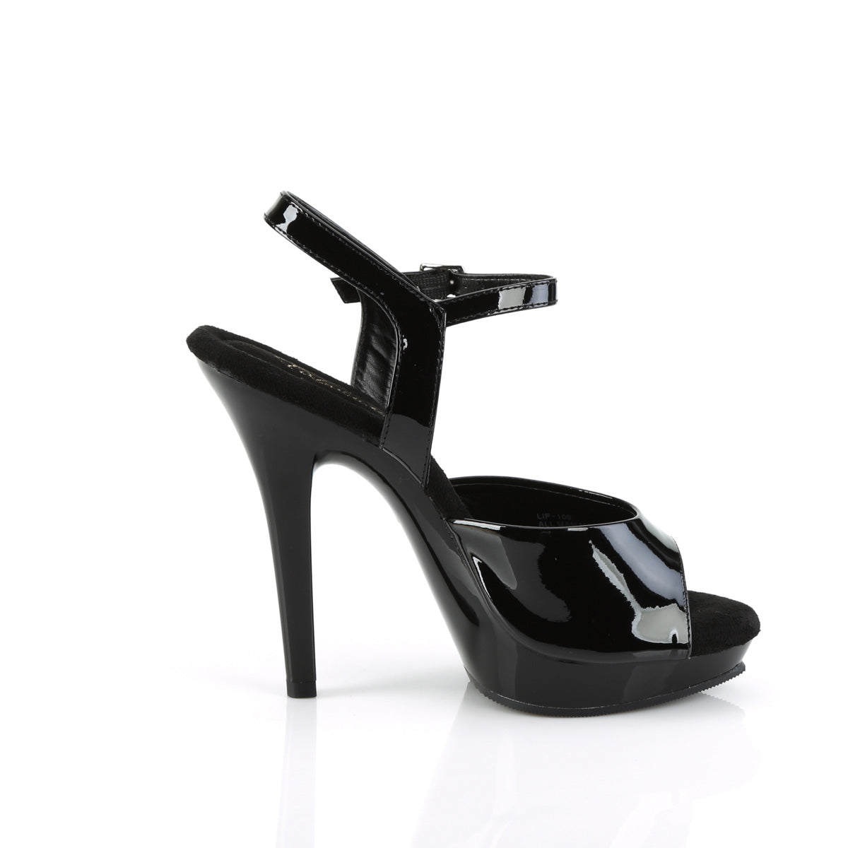 Fabulicious Lip-109 5 inch black ankle strap sandal, inside view