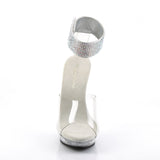 Fabulicious Lip-142 5 inch clear rhinestone ankle cuff sandal, front view