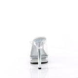 Fabulicious Majesty-501 5 inch clear platform slide, back view of the heel