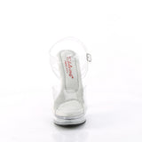 Fabulicious Majesty-508 5 inch clear ankle strap sandal, front view