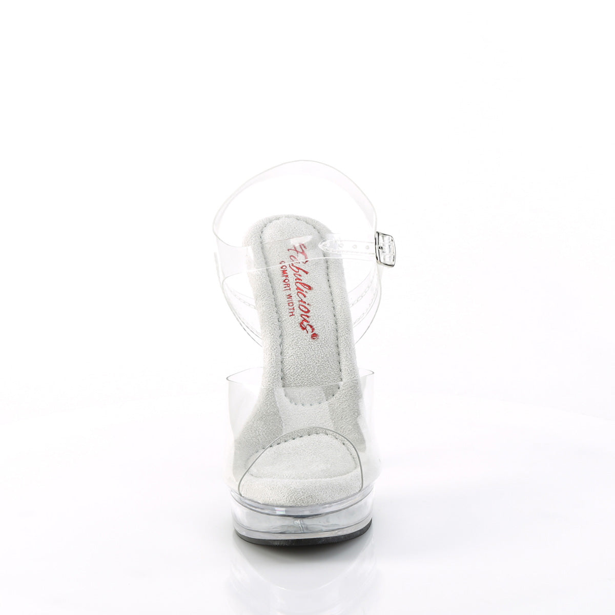 Fabulicious Majesty-508 5 inch clear ankle strap sandal, front view