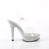 Fabulicious Majesty-508DM 5 inch clear silver rhinestone-encrusted ankle strap sandal, inside view