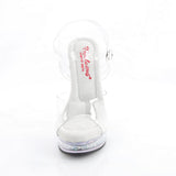 Fabulicious Majesty-508RSI 5 inch clear silver rhinestone insert ankle strap sandal, front view
