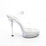 Fabulicious Majesty-508RSI 5 inch clear silver rhinestone insert ankle strap sandal, inside view