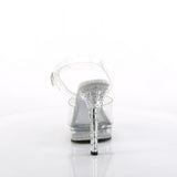 Fabulicious Majesty-508SDT 5 inch clear rhinestone studded ankle strap sandal, back view of the heel