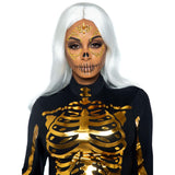 Detail view of gold sugar skull face jewels - Golddiggers Boutique