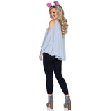 Back view of gray mouse poncho costume with ear headband - Golddiggers Boutique