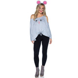 Front view of gray mouse poncho costume with ear headband - Golddiggers Boutique