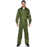 Front view of green men's coverall jumpsuit costume - Golddiggers Boutique