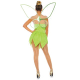 Detail view of green pixie costume shimmer bodysuit - Golddiggers Boutique