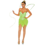 Detail view of green pixie costume shimmer bodysuit - Golddiggers Boutique