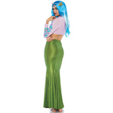 Side view of green shimmer mermaid maxi skirt - Golddiggers Boutique