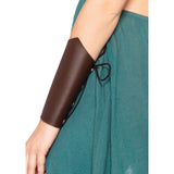 Side view of green warrior goddess costume with O-ring cut-out dress - Golddiggers Boutique