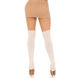 Back view of ivory extra long ribbed knit leg warmers - Golddiggers Boutique